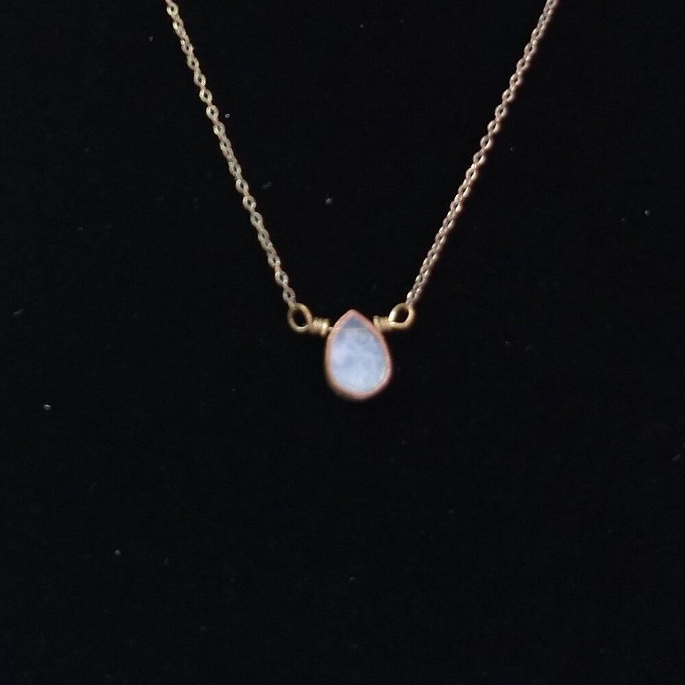 Small Teardrop Crystal Necklace Gold Tone Hippie Boho Minimalist Cottagecore
